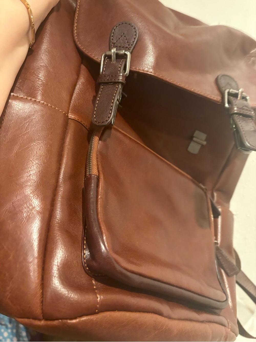 Wilsons Leather Brown Leather Drawstring Backpack - Picture 9 of 16